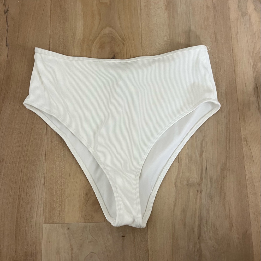 White Ribbed Bikini Bottom